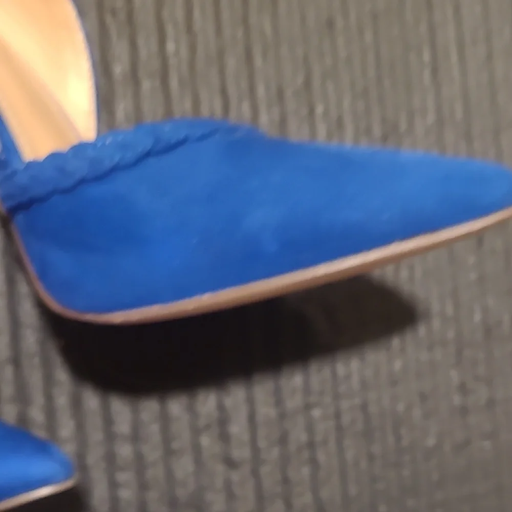 JustFab Women's Faux Suede Blue Heels - Picture 4 of 12